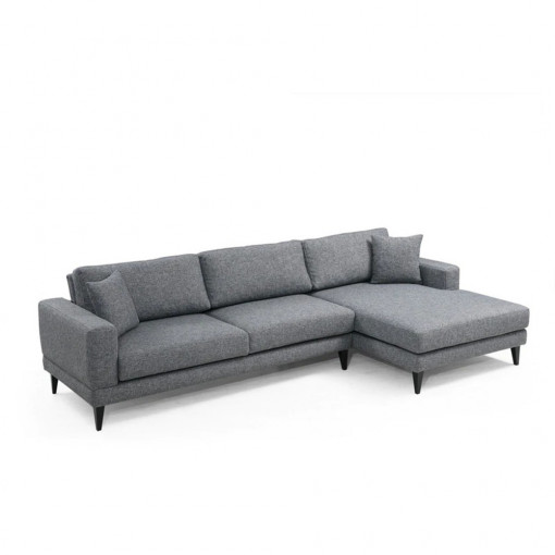 Coltar cu sezlong dreapta Nordic, gri inchis, 303 x 160 x 85 cm