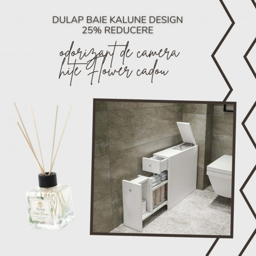 Dulap baie multifunctional Kalune Design, alb, cu odorizant de camera White Flower