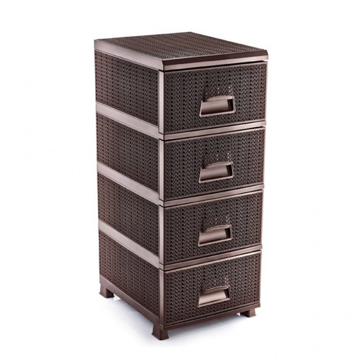 Dulap plastic universal pentru depozitare Asos Home, dantelat, 4 sertare, bitter, 90x46x37.5cm