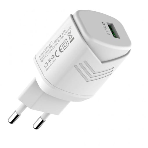 Incarcator retea SMS-A33, MicroUSB, Alb