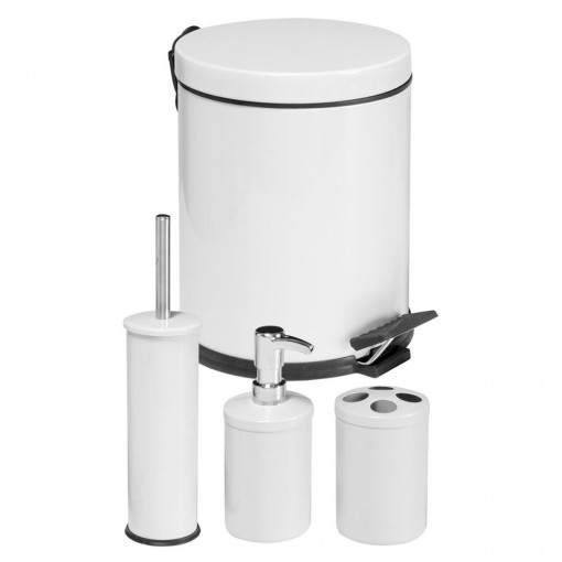 Set accesorii pentru baie ArteNova, 4 piese, culoare alb