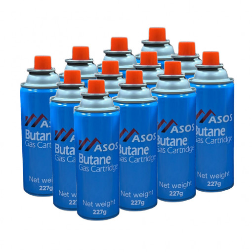 Set de 12 butelii gaz tip spray, pentru aragaz portabil, Asos, 227g - 410ml