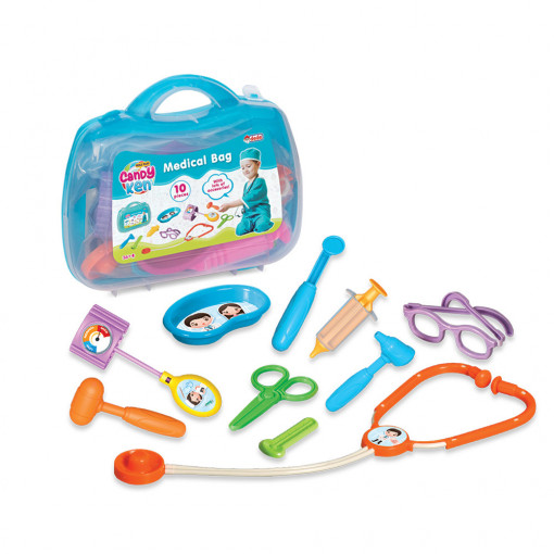 Trusa medicala portabila pentru copii, 10 piese, Candy Ken
