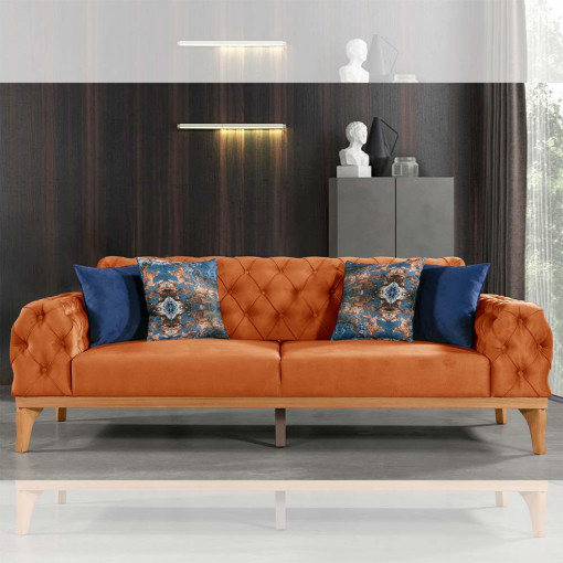 Canapea de doua locuri Elena-Toledo, lemn, portocaliu