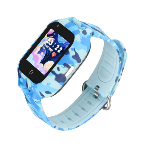 Ceas smartwatch copii cu GPS, rezistent la apa, Efour Tech FG-15, Camo bleu