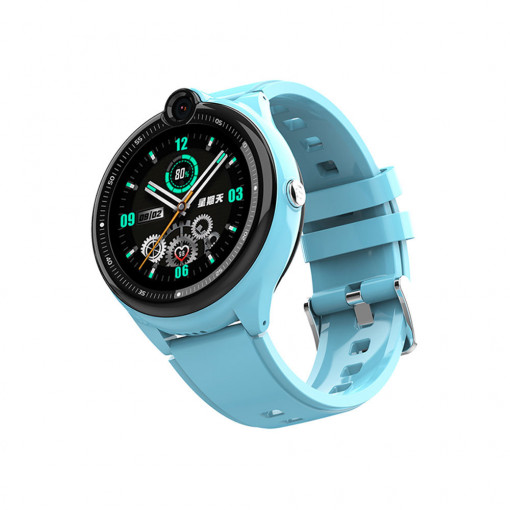 Ceas smartwatch copii cu GPS si slot SIM, rezistent la apa, Efour Tech FG-33, bleu