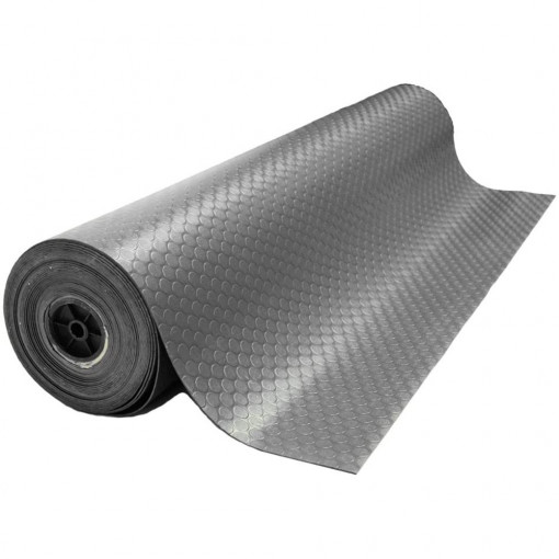 Covor antiderapant din cauciuc cu buline, gri, 1.2m x 5m, grosime 3mm