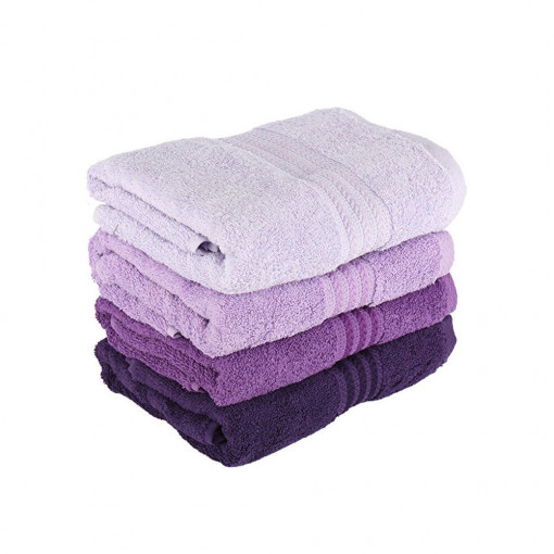 Set 4 prosoape de baie, 100% bumbac, 500 gr/m², 70x140cm, violet