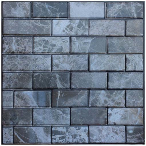 Tapet decorativ autoadeziv 3D, 1 panou 30x30cm, caramizi gri marmorat- BrickWall