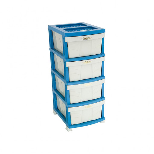 Dulap plastic Universal pentru depozitare, cu 4 sertare, Elegant, bleu