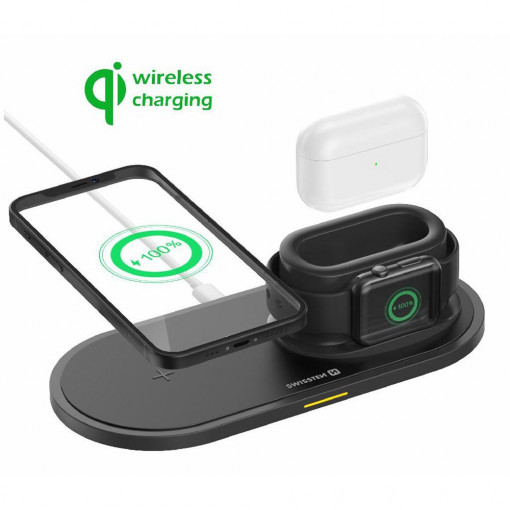 Incarcator wireless 3 in 1, lightning, 115W, Swissten