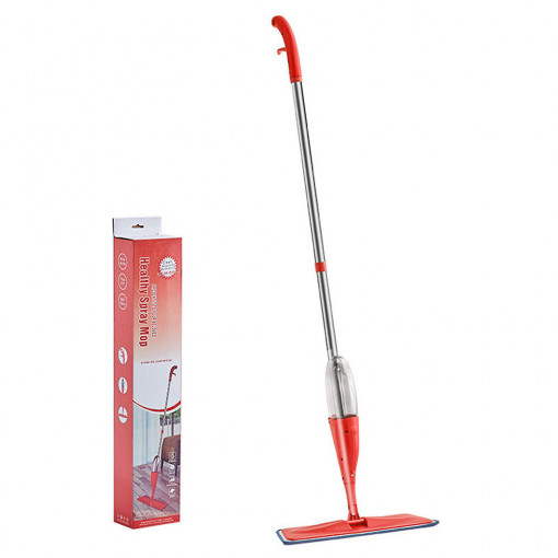 Mop cu rezervor incorporat, cu laveta absorbanta si microfibra, rosu