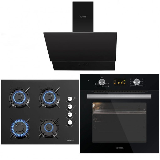 OFERTA Set hota, plita, cuptor incorporabil Luxell, sticla neagra
