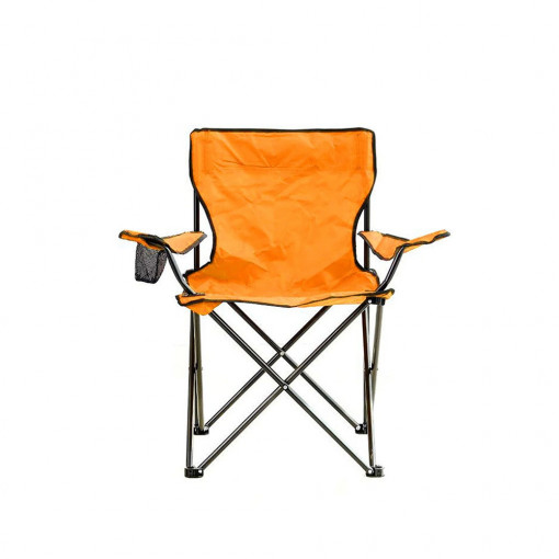 Scaun camping pliant cu brate, structura metalica, portocaliu
