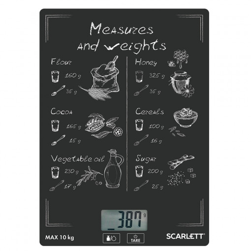Cantar digital pentru bucatarie SC-KS57P54 Dark Table, alb si negru, sticla, greutate maxima 10 kg