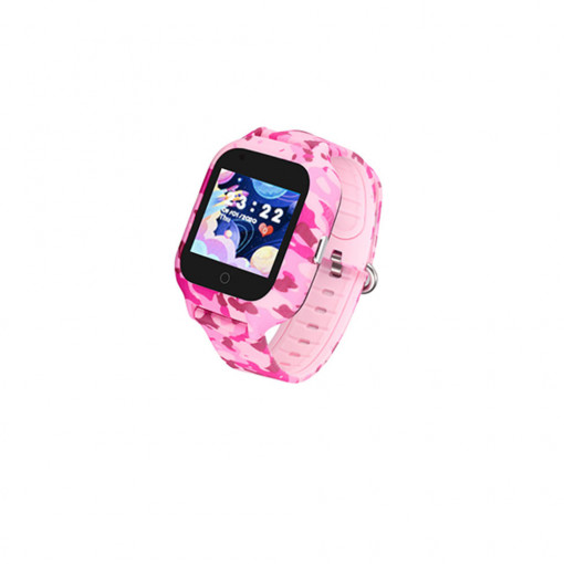 Ceas smartwatch copii cu GPS, rezistent la apa, Efour Tech FG-15, Camo roz
