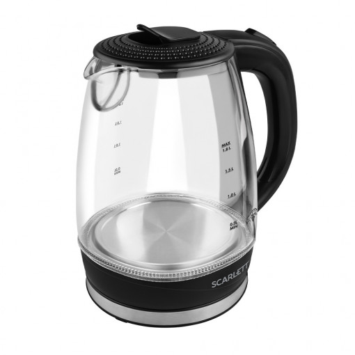 Fierbator electric Scarlett SC-EK27G53, negru/transparent, 2200 W, 1,7 l