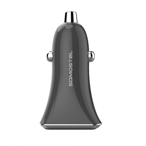 Incarcator auto cu 2 porturi, Model SMS-A122, Quick Charge 3.0, 28W, negru