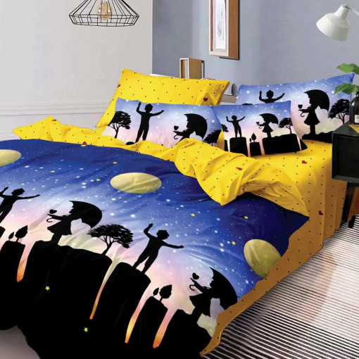 Lenjerie de pat pentru 2 persoane, 4 piese, Elvo Pure Love