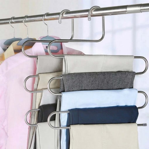Suport pentru pantaloni cu 5 straturi pentru economisirea spatiului, negru
