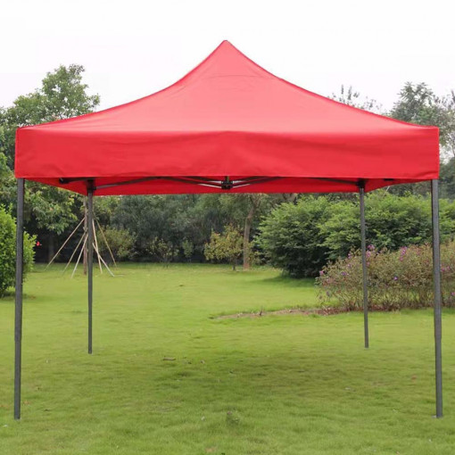 Cort pavilion 3x3 m, pliabil, cadru metal, rosu, pentru curte, gradina, evenimente, comercial