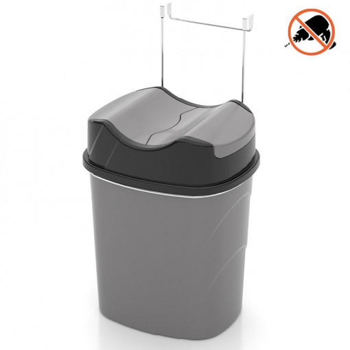 Cos gunoi din plastic cu suport cromat, culoare gri, 6l