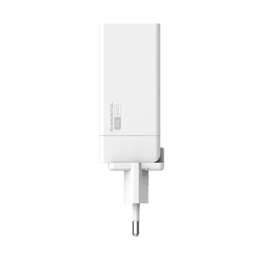 Incarcator retea cu 2 porturi SMS-A80, Quick Charge3.0 plus cablu Lightning, alb