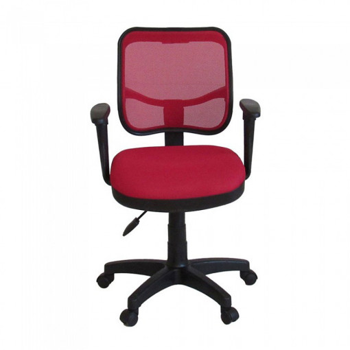 Scaun birou ergonomic, Softy, rotativ, reglabil, spatar din plasa, rosu