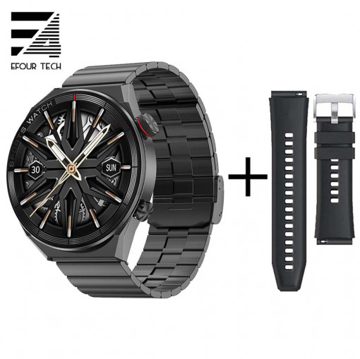 Smartwatch Efour Tech DT3 + curea silocon cadou, negru