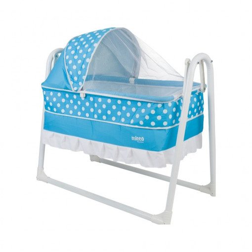 Balansoar bebe 3 in 1, inaltime 75cm x lungime 99cm, albastru cu buline albe