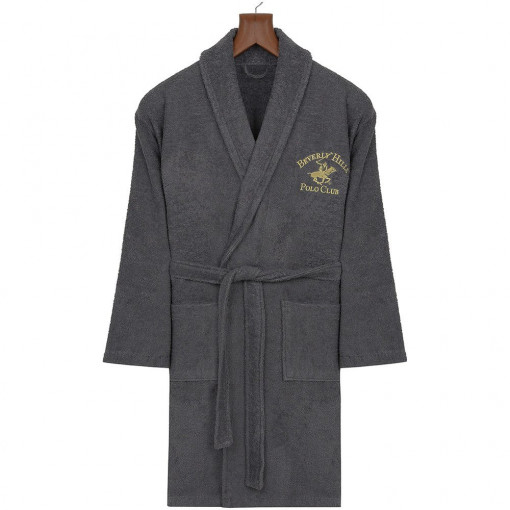 Halat de baie Beverly Hills Polo Club, 100% bumbac, M-L, gri antracit