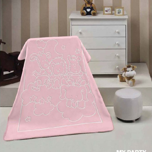 Paturica fleece My Party roz, poliester, 100x120cm