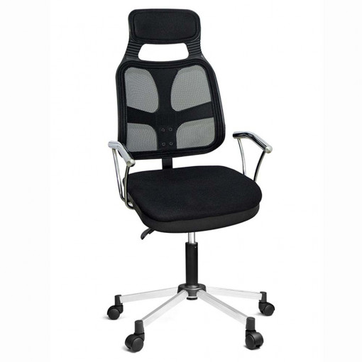 Scaun birou ergonomic, Confort, rotativ, reglabil, spatar cu plasa, negru