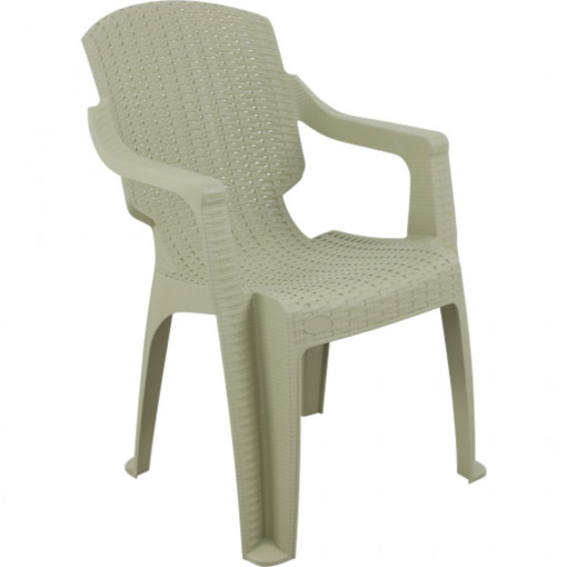 Scaun plastic cu brate, ratan, bej, Golf, Asos Home