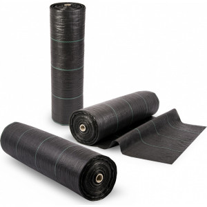 Agrotextil folie mulcire sol antiburuieni, dimensiune 4m x 50m, negru cu dungi verzi
