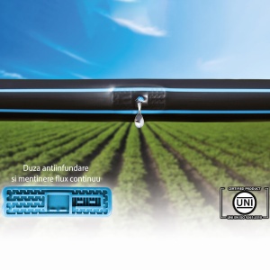 Banda de picurare cu duza Aquadrop, rola 1000 ml, picurare din 20 in 20 cm, 6 mil, 2,1 l/h