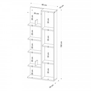 Biblioteca culoare alba, Cara, 60 X 150 X 15 cm
