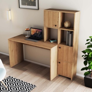 Birou lucru cu rafturi dreapta, dimensiuni 120x75x51.5 cm, stejar - Img 5