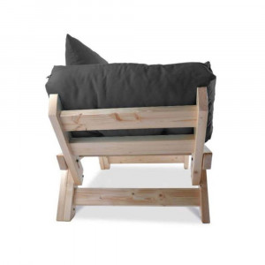 Canapea extensibila 2 locuri cadru lemn natural, perne incluse, Sofia, Gri inchis