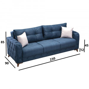 Canapea extensibila Verona, Pandia Home,lemn, albastru