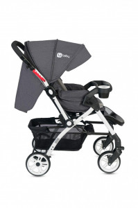 Carucior copii cu maner reversibil, pliabil, spatar reglabil si rabatabil, Activ, gri