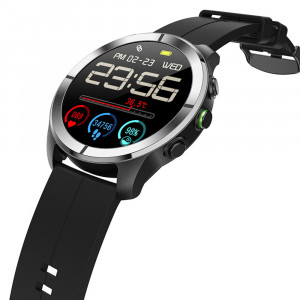 Ceas inteligent smartwatch barbati - femei, ritm cardiac, oxigen sange, tensiune arteriala, Efour Tech R1, negru