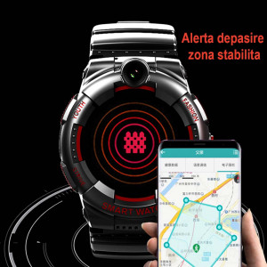 Ceas inteligent smartwatch copii cu GPS si cartela, rezistent la apa, Efour Tech FG-31, negru