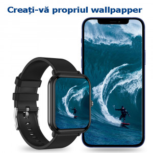 Ceas inteligent smartwatch, ritm cardiac, tensiune arteriala, oxigen sange, GPS, Efour Tech Q9Pro, rosu