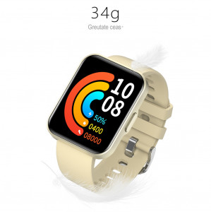 Ceas inteligent smartwatch barbati - dama, ritm cardiac, oxigen sange, tensiune arteriala, Efour Tech E21, crem