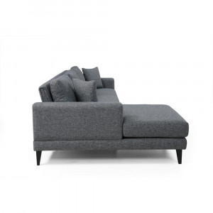 Coltar cu sezlong stanga Nordic, gri inchis, 303x160x85cm