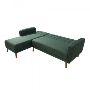 Coltar extensibil cu sezlong stanga Aqua, verde smarald, 225x85x145cm