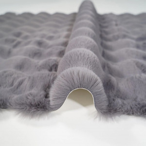 Covor Bubble imitatie blana de iepure 3D, 150 X 230 cm, gri inchis