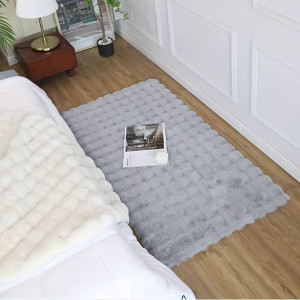 Covor Bubble imitatie blana de iepure 3D, 150 X 230 cm, gri