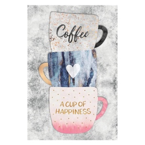 Covor Bucatarie cu print digital 3D, 80X150cm, poliester, antiderapant, model Ceasca Cafea